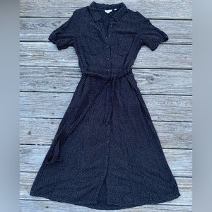 Fatface Black Dot Maxi Tie Waist Dress (with pockets!)